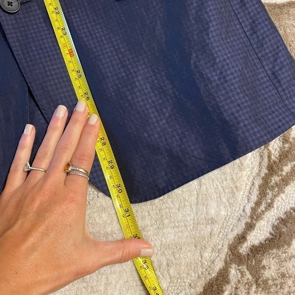 Z Zegna Men’s Blazer Sport Coat Blue Size 50R Degraded Check Linen Cotton - Picture 9 of 10